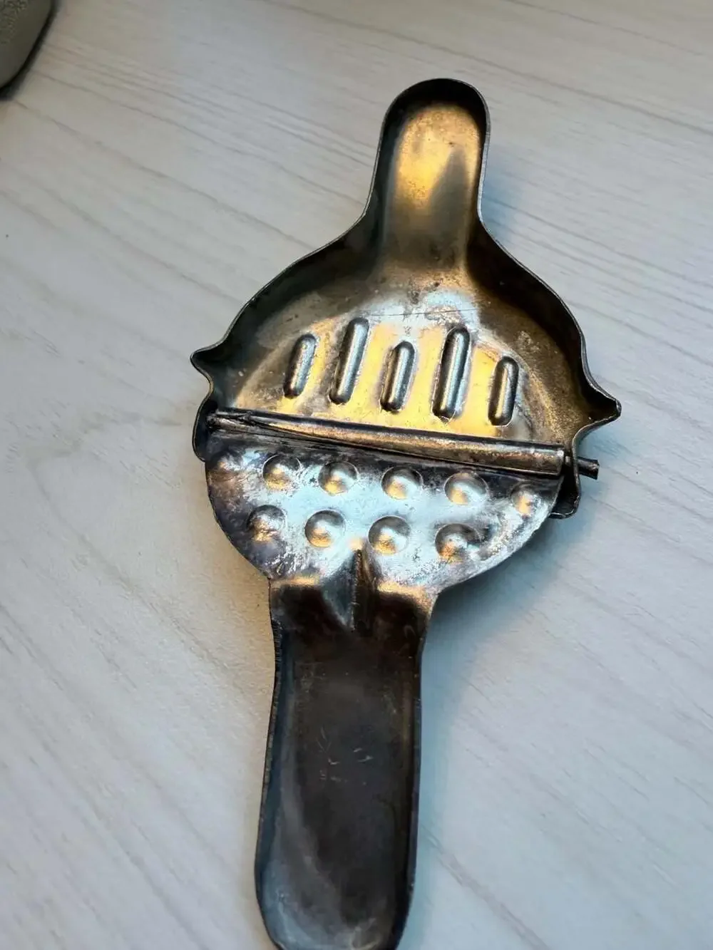 Vintage Made in Hong Kong Silverplated Lemon Lime Tea Bag Squeezer with Bamboo H